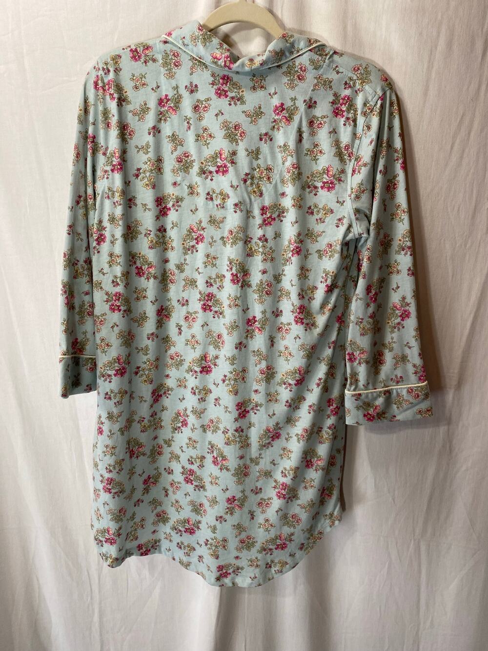 Lauren Ralph Lauren Baby Blue Floral Cottagecore Embroidered Cotton Nightgown SM